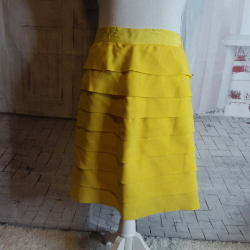 Kate Spade yellow skirt the rules silk tiered skirt size 4